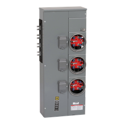 EZM313225 – Branch unit, EZ Meter-Pak, 225A, 3 x 5 jaw sockets, 208Y/120VAC, no bypass, ringed, 800A Al busbar