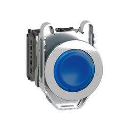 XB4FW36B5 – Illuminated push button, Harmony XB4, metal, blue flush mounted, 30mm, universal LED, plain lens, 1NO   1NC, 24V AC DC