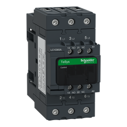LC1D65AT7 – IEC contactor, TeSys Deca, nonreversing, 65A, 40HP at 480VAC, up to 100kA SCCR, 3 phase, 3 NO, 480VAC 50/60Hz coil, open