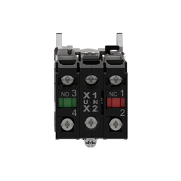 XB4BW13G5 – Illuminated push button, Harmony XB4, green flush, universal LED, 22mm, spring return, plain lens, 1NO   1NC, 110…120V
