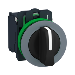XB5FD53C0 – Selector switch, Harmony XB5, flush mounted ssw 3 pos 2 pos return to center 2 NO screw clamp cp grey