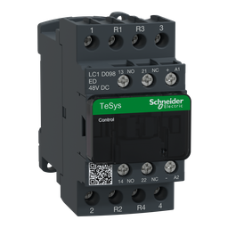 LC1D098ED – IEC contactor, TeSys Deca, nonreversing, 20A resistive, 4 pole, 2 NO and 2 NC, 48VDC coil, open style