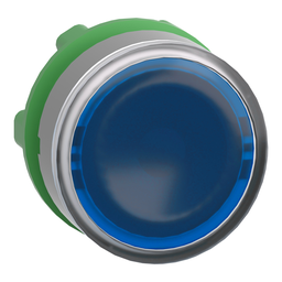 ZB5AW363C0 – Head for illuminated push button, Harmony XB5, grey bezel, blue flush, 22mm, universal LED, spring return, plain lens