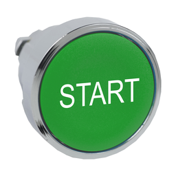 ZB4BA333 – Head for non illuminated push button, Harmony XB4, metal, flush, green, 22mm, spring return, marked START