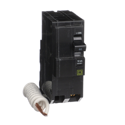QO260EPD – Mini circuit breaker, QO, 60A, 2 pole, 120/240VAC, 10kA, plug in, 30mA grd fault B