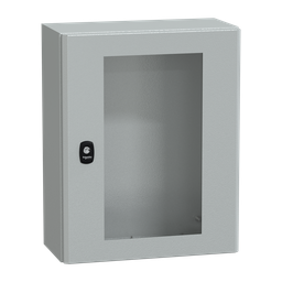 NSYS3D5420T – Wall mounted steel enclosure, PanelSeT S3D, transparent door, without mounting plate, 500x400x200mm, IP66, IK08