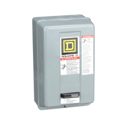 8536SBG2V03 – NEMA motor starter, Type S, nonreversing, Size 0, 18A, 5HP at 460VAC, 5kA SCCR, 3 phase, 3 pole, melting alloy, 240VAC coil, NEMA 1