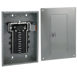 QO124M100PC – Load center, QO, 1 phase, 24 spaces, 34 circuits, 100A convertible main breaker, PoN, NEMA1, combo cover