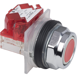 9001KR1RH6 – Push button, Harmony 9001K, metal, flush, red, 30mm, spring return, 1NC