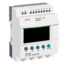 SR2B121B – compact smart relay, Zelio Logic SR2 SR3, 12 IO, 24V AC, clock, display