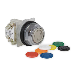 9001KR1UH13 – Push button, Harmony 9001K, metal, flush, 7 colours choice, 30mm, spring return, 1 C/O