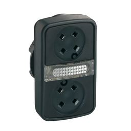 ZB5AW7A9 – Head for illuminated double headed push button, Harmony XB5, 2 flush whitout cap, 22mm, 1 central pilot light, unmarked
