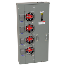 MPH44125 – Meter center, MP Meter-Pak, 4 sockets, horn bypass, 5 jaws, 400A bus, 125A max breaker rating, ringless