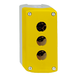 XALK03 – Empty control station, Harmony XALD, XALK, plastic, yellow, 3 cut-outs, unmarked, 2 knock-outs for cable entry, UL/CSA certified