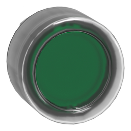 ZB4BW533 – Head for illuminated push button, Harmony XB4, metal, green flush, 22mm, universal LED, spring return, clear boot