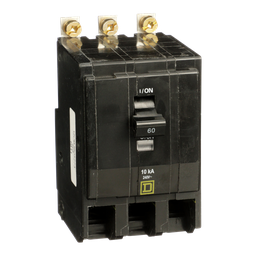 QOB3605273 – Mini circuit breaker, QO, 60A, 3 pole, 120/240VAC, 10kA, bolt on, ring