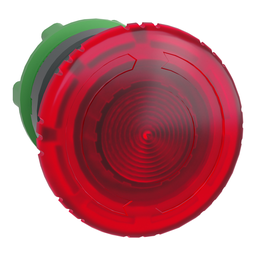 ZB5AW743 – Head for illuminated emergency switching off push button, Harmony XB5, plastic, red mushroom 40mm, 22mm, universal LED, turn to release