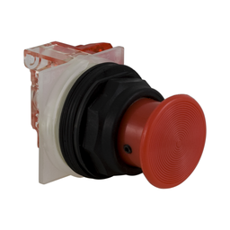 9001SKR4R – Push-button head, Harmony 9001SK, plastic, snap-in plastic mushroom 35mm, red, 30mm, spring return