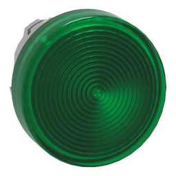 ZB4BV033S – Head for pilot light, Harmony XB4, metal, green, 22mm, universal LED, grooved lens