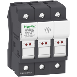DFCC3V – Fuse carrier, TeSys DF, 3P, 30A, 600VAC, fuse class CC, blown fuse indicator