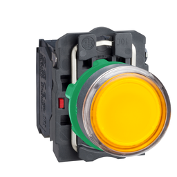 XB5AW3565 – Illuminated push button, Harmony XB5, plastic, orange flush, 22mm, spring return, 1NO   1NC, 250V AC