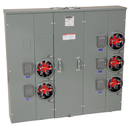 MPH85200 – Meter center, MP Meter-Pak, 5 sockets, horn bypass, 5 jaws, 800A bus, 200A max breaker rating, ringless