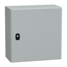 NSYS3D4420P – Wall mounted steel enclosure, PanelSeT S3D, plain door, with mounting plate, 400x400x200mm, IP66, IK10