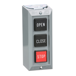 9001BG303 – Complete control station, Harmony 9001B, 3 push buttons  OPEN-CLOSE-STOP, 5A, 600V AC, NEMA 1