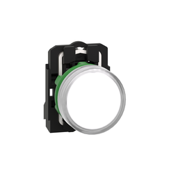 XB5AVB1 – pilot light, Harmony XB5, grey plastic, white, 22mm, universal LED, plain lens, 24V AC DC