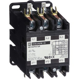 8910DPA73RV02 – Contactor, Definite Purpose, 75A, 3 pole, 40 HP at 575 VAC, 3 phase, 110/120 VAC 50/60 Hz coil, open