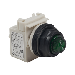 9001SKT38LGG31 – Push-to-test pilot light, Harmony 9001SK, plastic, polycarbonate, fresnel lens, green, 30mm, LED green, 120V