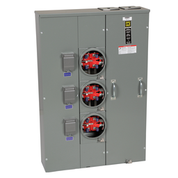 MPR43200 – Meter center, MP Meter-Pak, 3 sockets, no bypass, 5 jaws, 400A bus, 200A max breaker rating, ringless