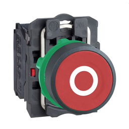 XB5AA4322 – Push button, Harmony XB5, plastic, flush, red, 22mm, spring return, marked O, 1NC