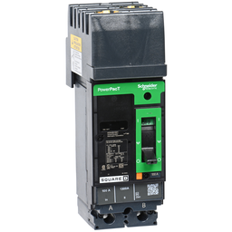 HGA261001 – Circuit breaker, PowerPacT H, 100A, 2 pole, 600VAC, 18kA, I-Line, thermal magnetic, 80%, AB