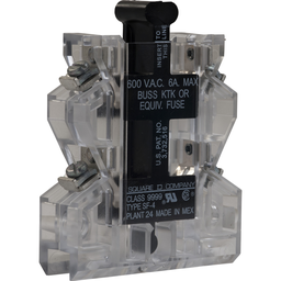 9999SF4 – NEMA Motor Starter and contactor, Type S, fuse holder kit, 6A, 600VAC, Type M fuse, two fuses, NEMA 00 to 7