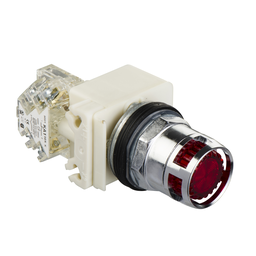 9001K3L35RH13 – Illuminated push-button, Harmony 9001K, metal, metal guard flush, red, 30mm, spring return, 24-28V, 1 C/O