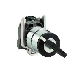 XB4BG61 – Key selector switch, Harmony XB4, metal, black, 22mm, key 455, 2 positions, spring return right to left, 1NO