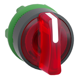 ZB5AK1843 – Head for illuminated selector switch, Harmony XB5, dark grey plastic, red handle, 22mm, universal LED, 3 positions, right to center