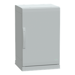 NSYPLAZ754G – Floor standing polyester enclosure, Thalassa PLA, plain door, open bottom, 750x500x420mm, IP54, IK10