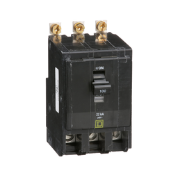 QOB3100VH – Mini circuit breaker, QO, 100A, 3 pole, 120/240VAC, 22kA, bolt on
