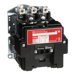 8903SQO2V02 – Contactor, Type S, multipole lighting, electrically held, 100A, 3 pole, 110/120VAC coil at 50/60Hz, open style