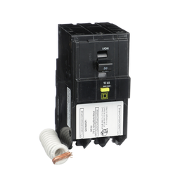 QO350GFI – Mini circuit breaker, QO, 50A, 3 pole, 208Y/120VAC, 10kA, plug in, 6mA grd fault A, pigtail