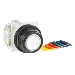 9001SKR1UH13 – Push button, Harmony 9001SK, plastic, flush, 7 colours choice, 30mm, spring return, 1 C/O