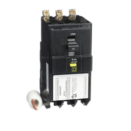 QOB340GFI – Mini circuit breaker, QO, 40A, 3 pole, 208Y/120VAC, 10kA, bolt on, 6mA grd fault A, pigtail