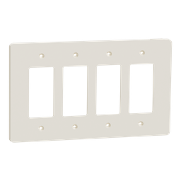 SQWS141004LA – Cover frame, X Series, 4 gangs, screw fixed, mid sized plus, light almond, matte finish