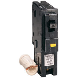 HOM115GFICP – Mini circuit breaker, Homeline, 15A, 1 pole, 120VAC, 10kA AIR, ground fault class A, plug in, UL