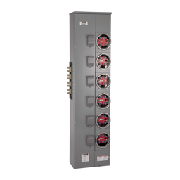 EZMH316225 – Branch unit, EZ Meter-Pak, 225A, 6 x 5 jaw sockets, 208Y/120VAC, horn bypass, ringless, 1200A Al/Cu busbar
