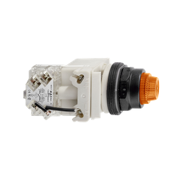 9001SKT38LYA31 – Push-to-test pilot light, Harmony 9001SK, plastic, polycarbonate, fresnel lens, amber, 30mm, LED yellow, 120V
