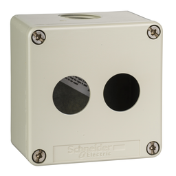 XAPG19702 – Die cast empty control station, Harmony XAP, zinc alloy, grey, 2 cut outs, 22mm, 80x80x51.5mm