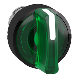 ZB4BK15337 – Head for illuminated selector switch, Harmony XB4, metal, green handle, 22mm, universal LED, 3 positions, spring return